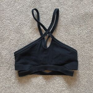 Free People Black Cross-Strap Sports Bra
